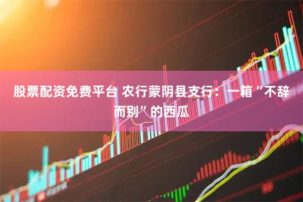 股票配资免费平台 农行蒙阴县支行：一箱“不辞而别”的西瓜
