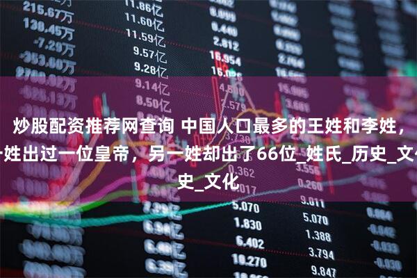 炒股配资推荐网查询 中国人口最多的王姓和李姓，一姓出过一位皇帝，另一姓却出了66位_姓氏_历史_文化